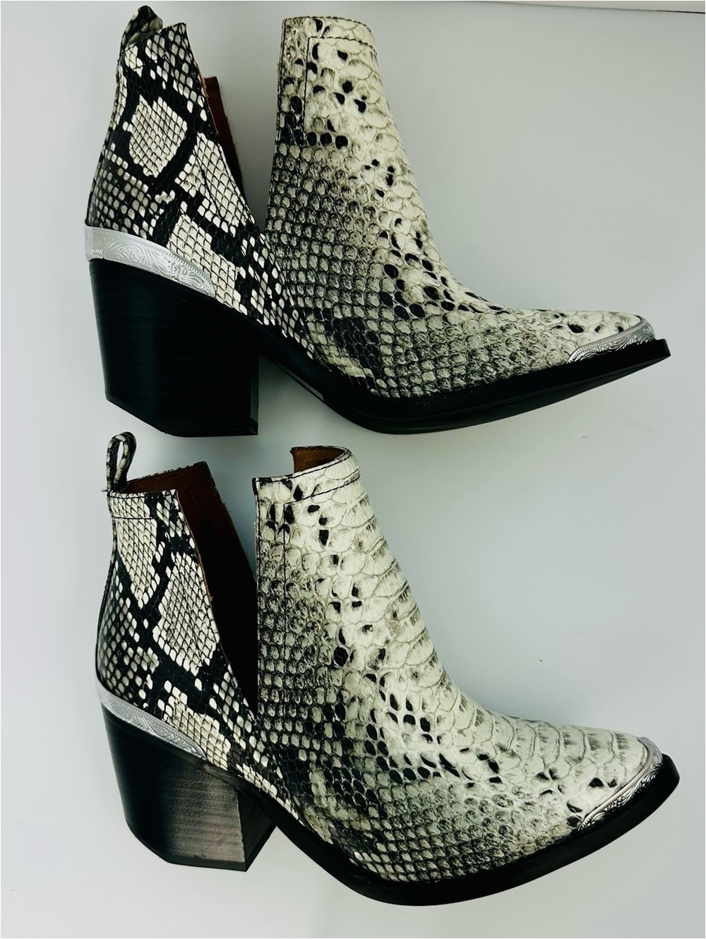 Jeffrey Campbell Snake Skin Ankle Boots. Cowboy boots